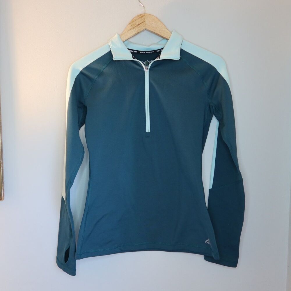 adidas Long Sleeve 1/4 Zip Compression Top Techfit Climawarm Womens S Blue y2k